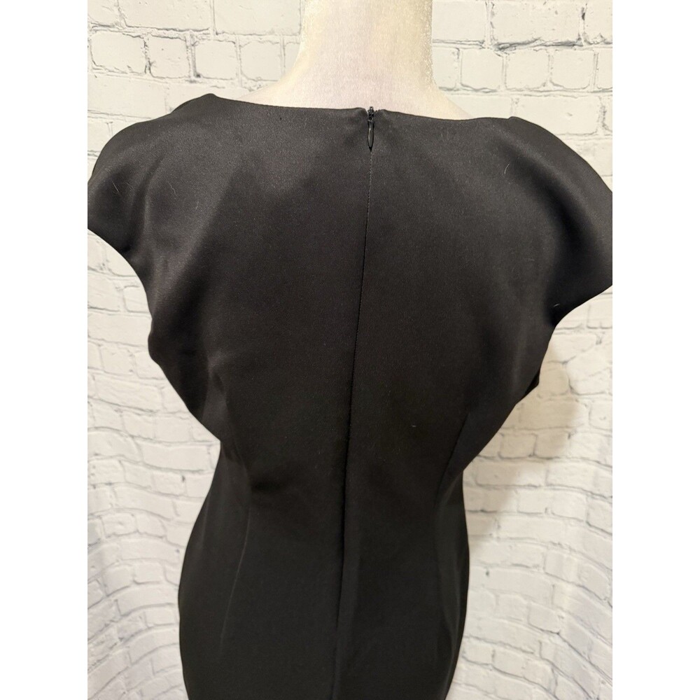 Connected Apparel Sheath Dress Women's Black Tan Metallic Lace Front Size 10 - Picture 5 of 7